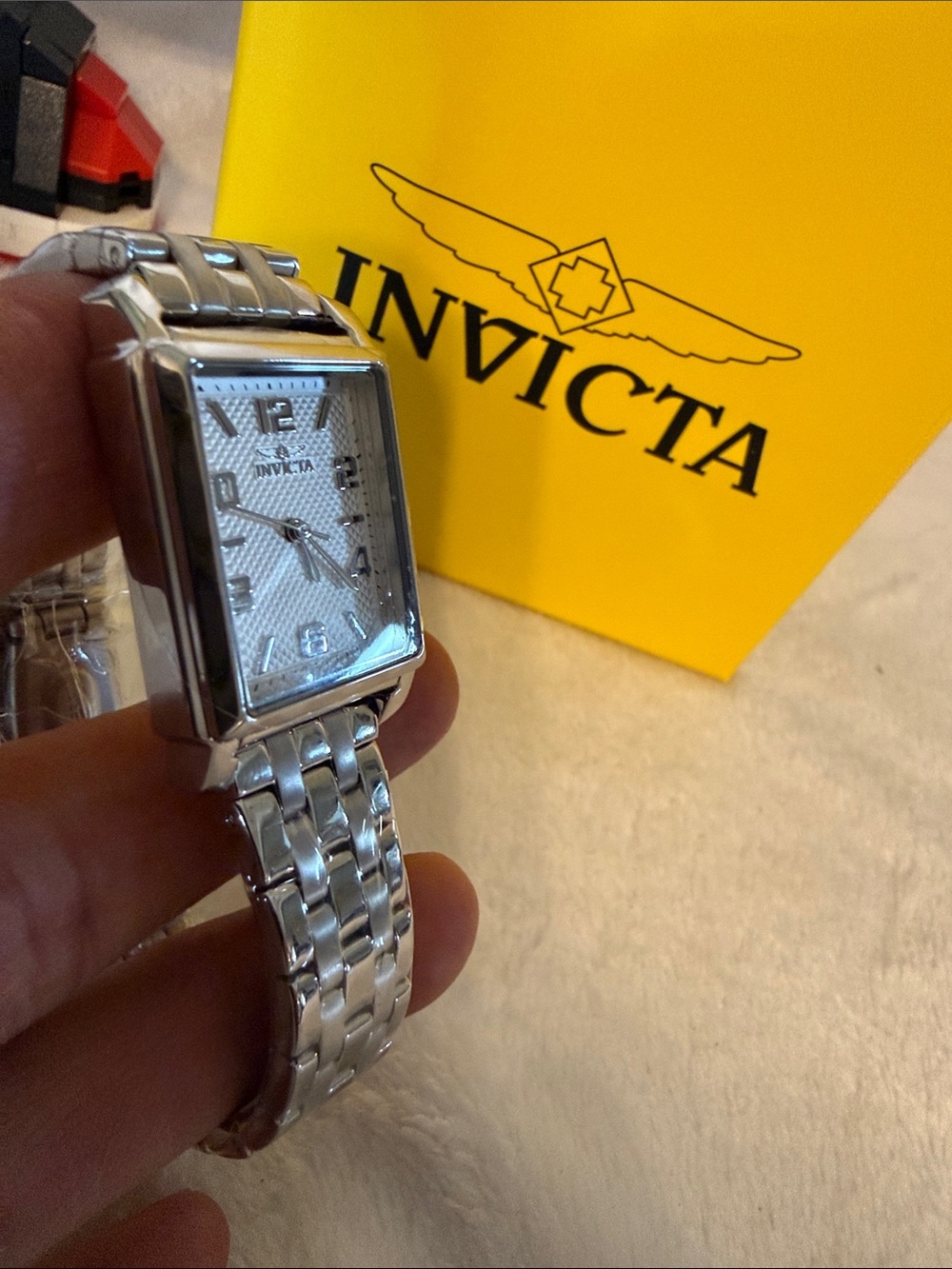 Invicta Silver-Tone Women’s Rectangular Stainless Steel Watch - Picture 8 of 8